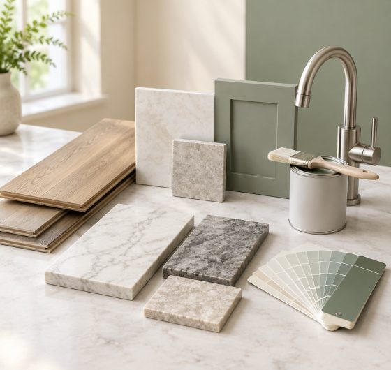 Flooring, tile, countertop and paint samples