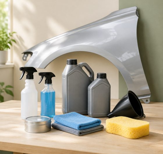 Car care products, fluids and a collision body panel
