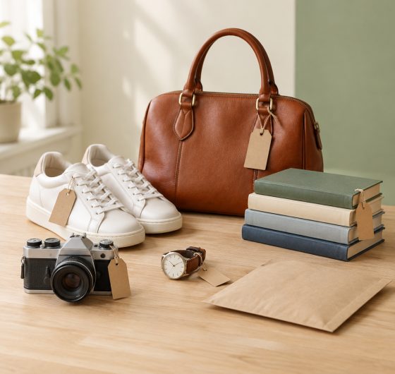 Pre-owned goods tagged and prepared for resale