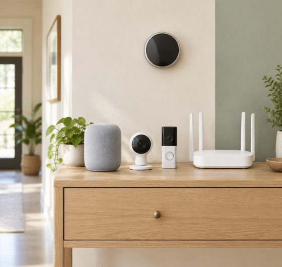 Smart speaker, security camera, video doorbell, router and thermostat