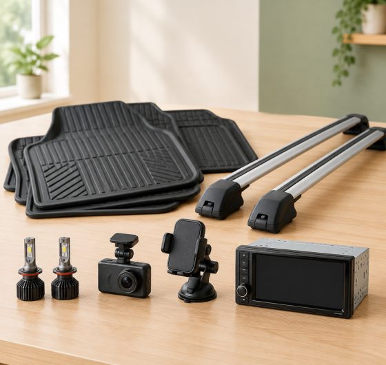 Vehicle accessories and electronics including floor mats, dash camera and lighting